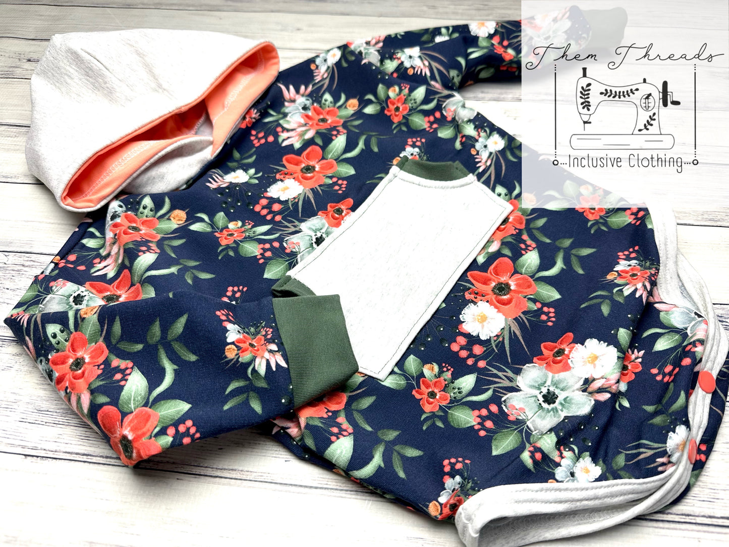 Floral Loose Fit Hoodie Romper