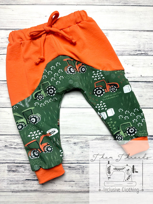 Tractors on Green Pants