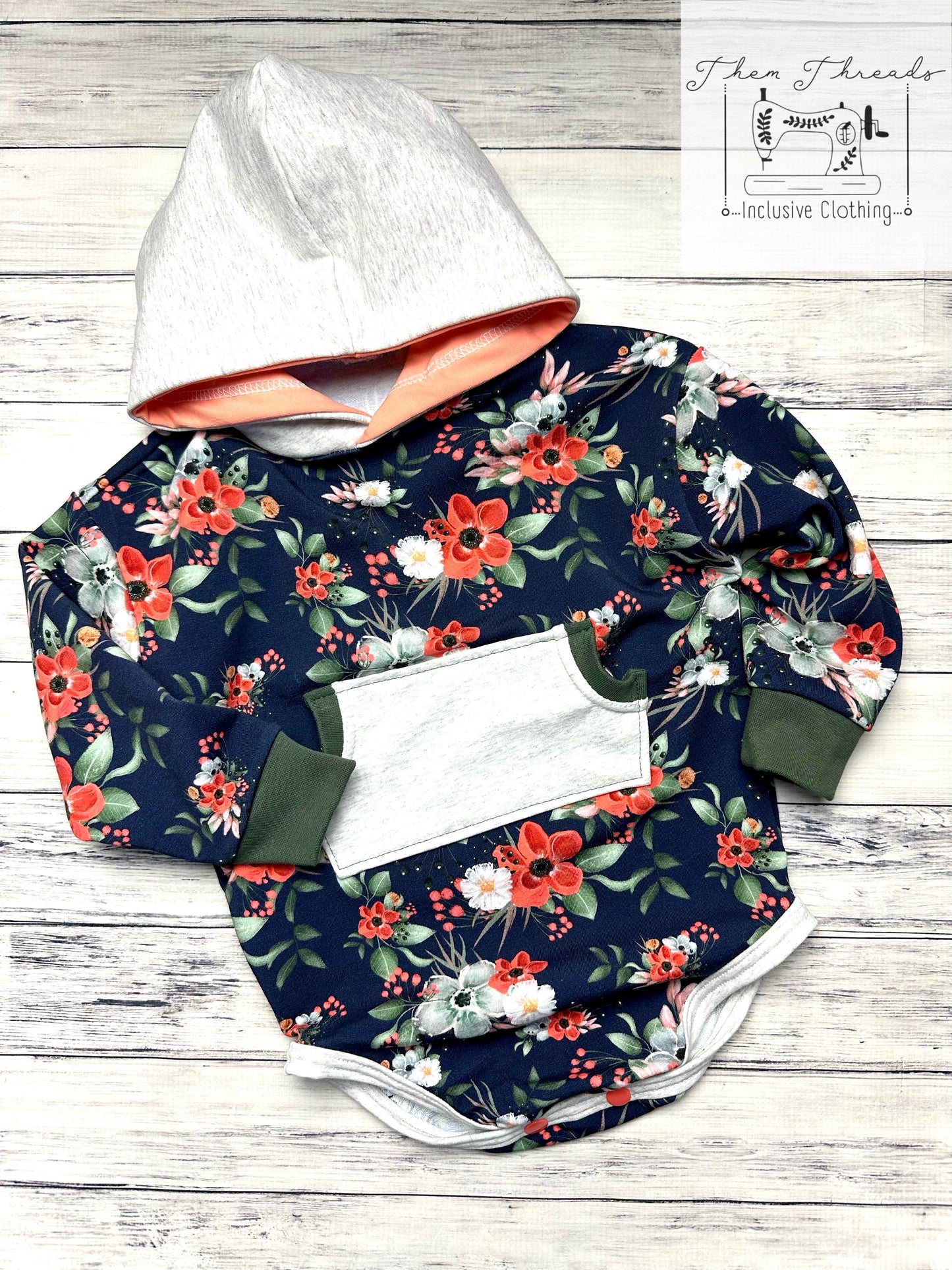 Floral Loose Fit Hoodie Romper