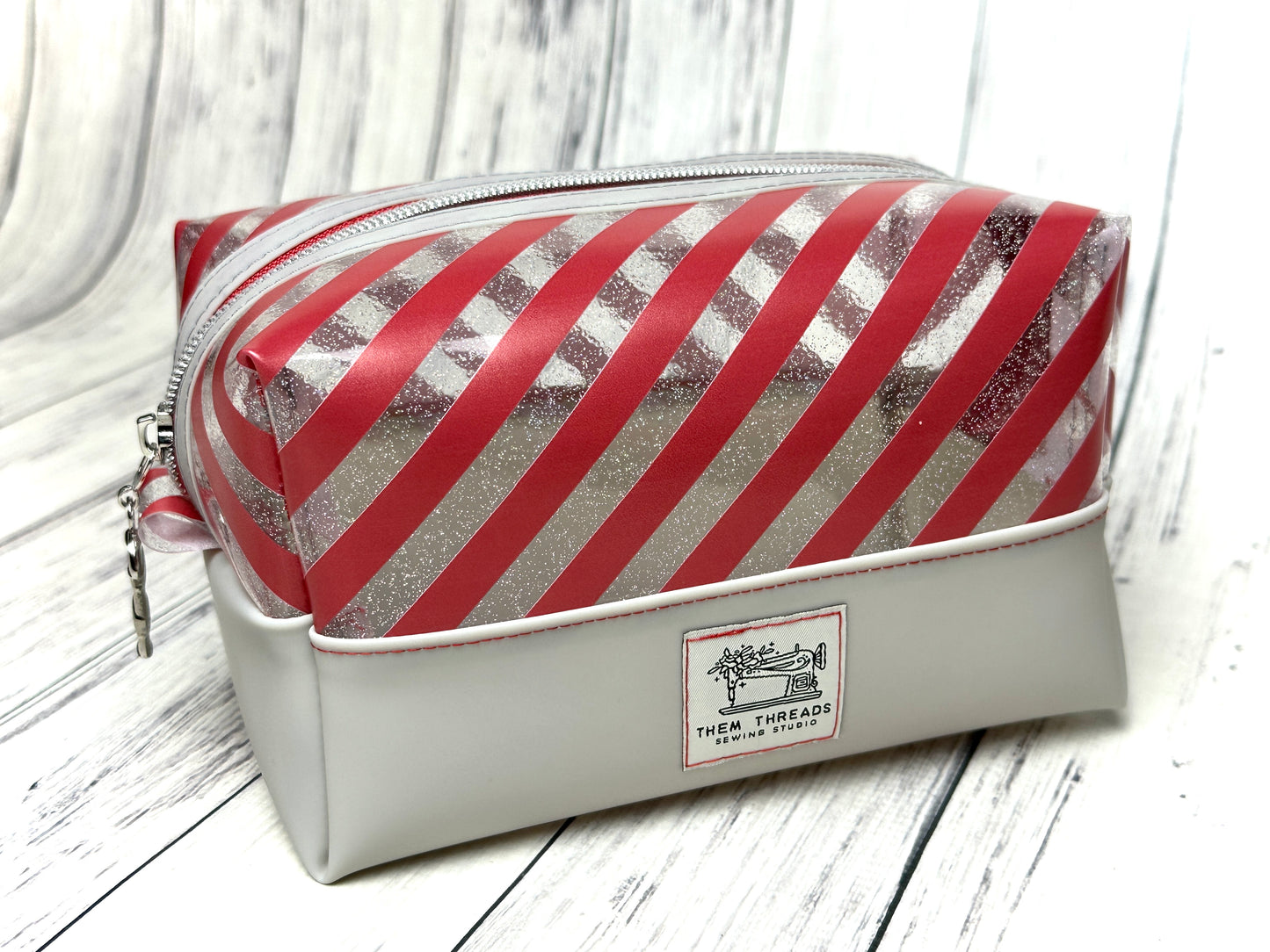 Candy Cane Glitter Boxy Bag