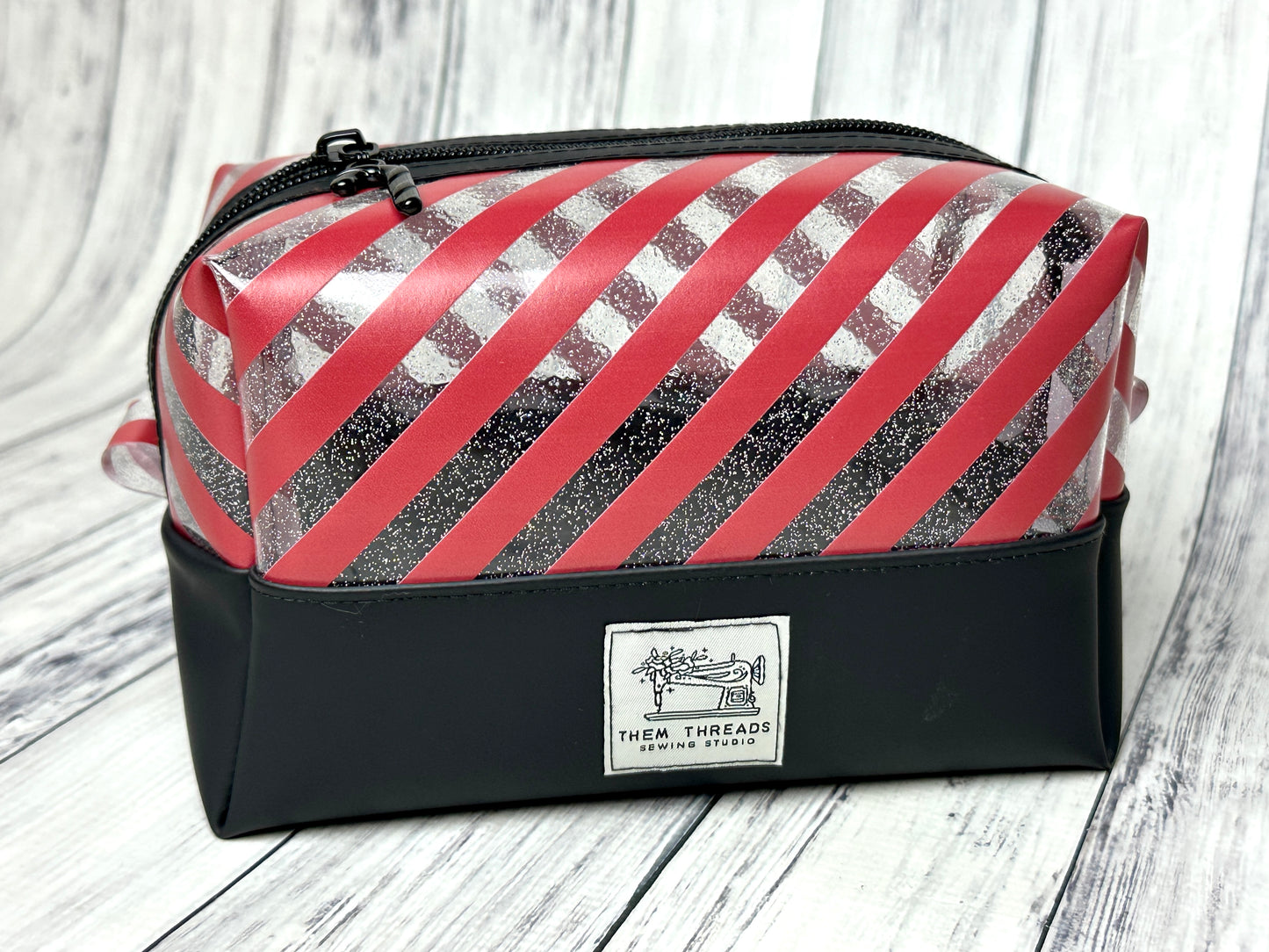 Candy Cane Glitter Boxy Bag