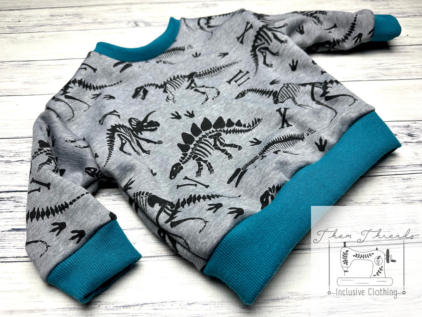 Grey Dino Alpine Fleece Loose Fit Sweater