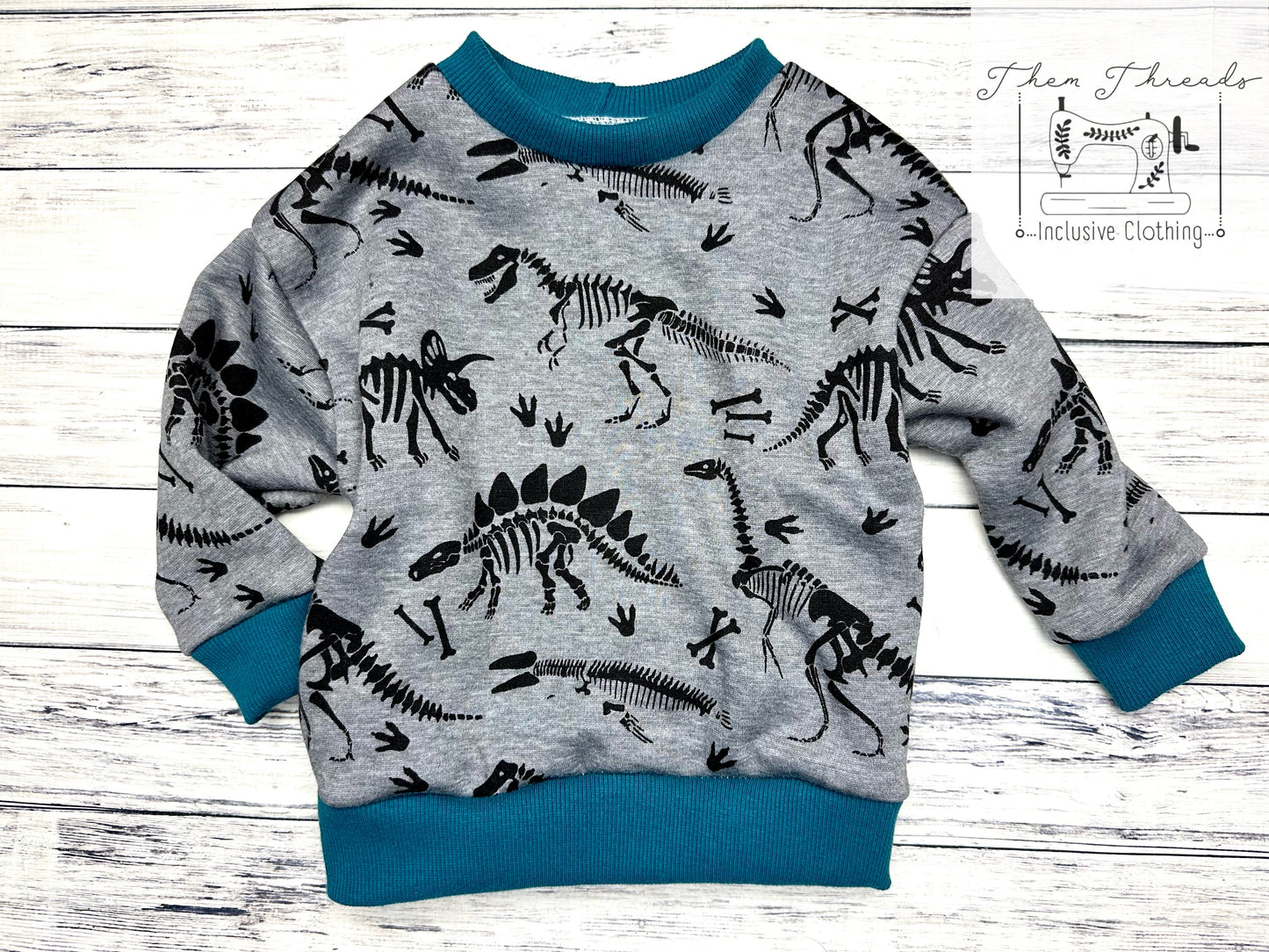 Grey Dino Alpine Fleece Loose Fit Sweater